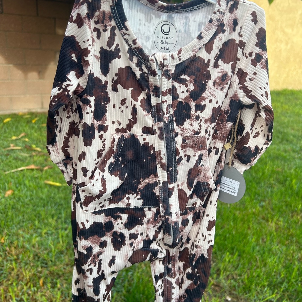 Artisan Baby Brown and Black Patterned Onesie